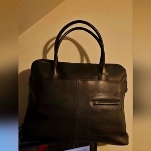 America Black Leather Large Tote Top Zip Closure, Attached Zip Wallet
